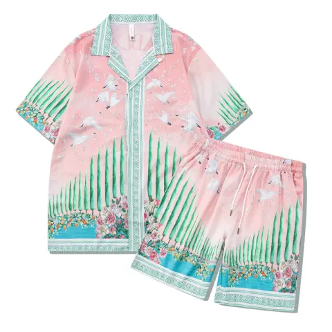High Street Printed Shirt Suit Light Luxury Cuban Collar