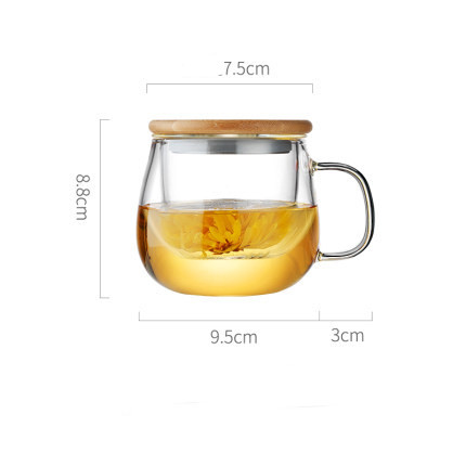 Thickened Glass Tea Cup Household Flower Tea Cup With Lid