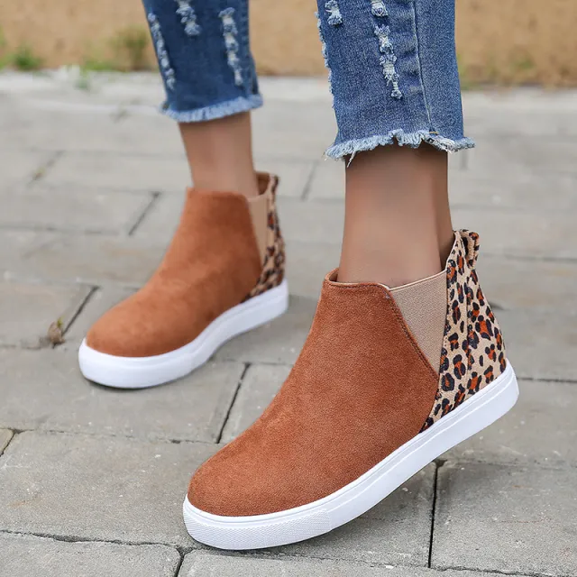 Leopard Print Flats Women V Cutout Elastic Band Shoes Brown - Shop at LoveMi