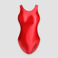 Women's Gymnastics One Piece Swimsuit Vest With Crotch - Positive Red - View 1