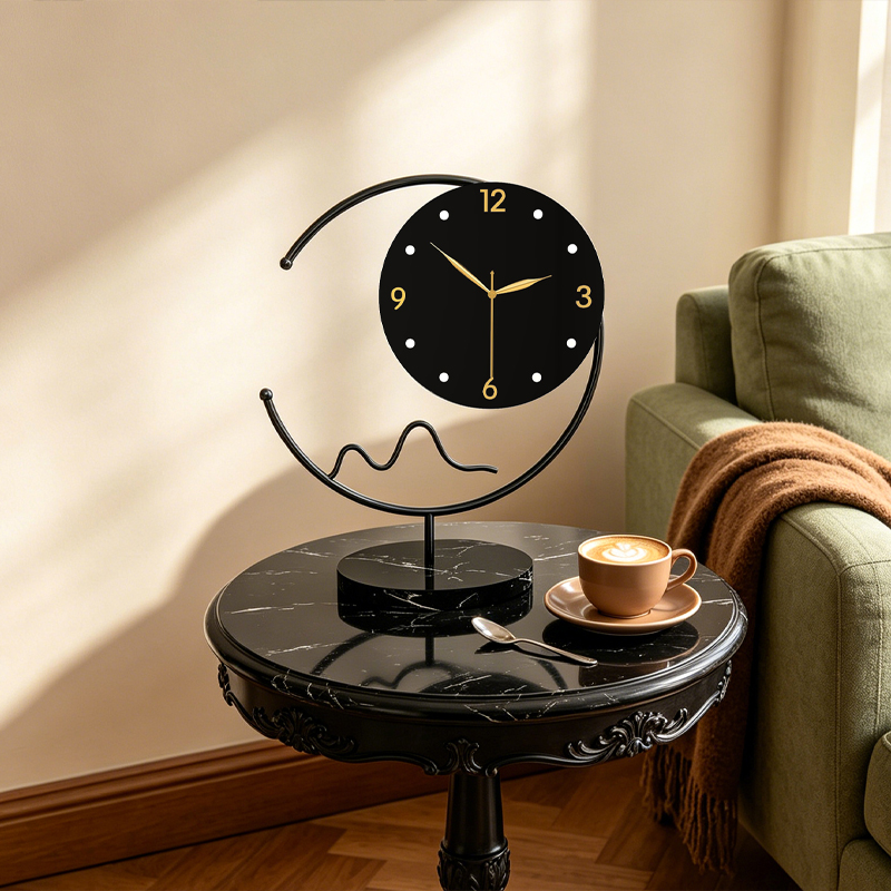Geometric Metal Table Clock Modern Minimalist Decorative Timepiece For Living Room