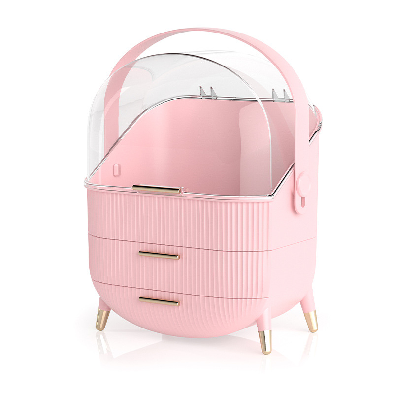 Makeup & Skincare Organizer with 2 Drawers and Dustproof Transparent Cover – Cosmetic Storage Case for Vanity & Bathroom Countertop - Image 6