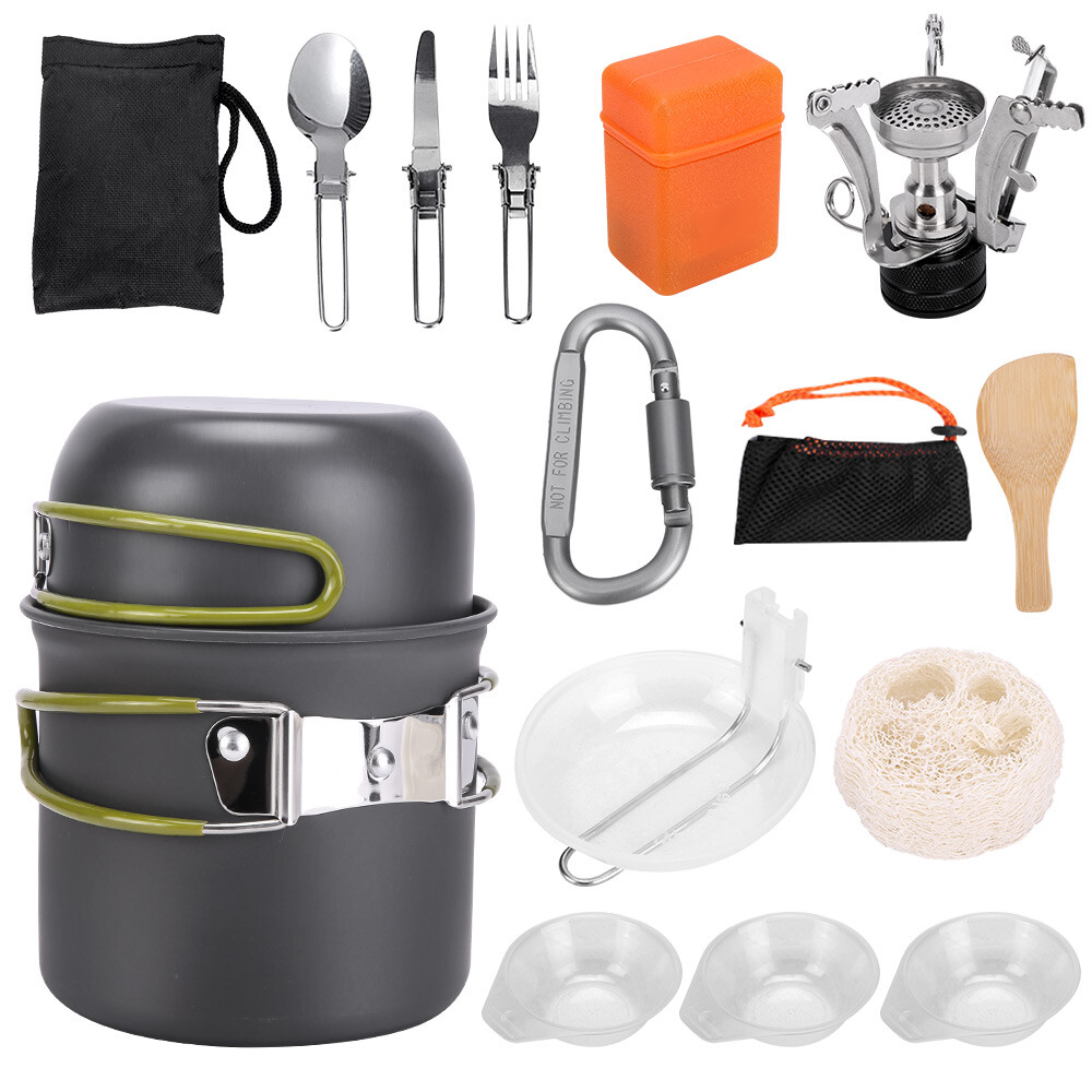 Outdoor Portable Camping Cookware Set Hiking Cooking Pot Gas Stove Tableware Kit, photo 8