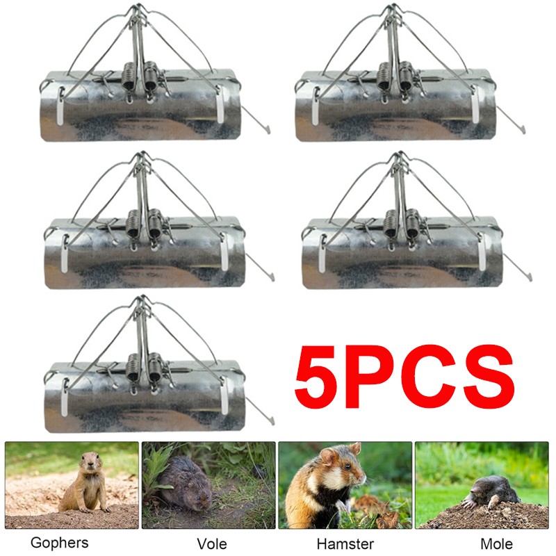 5x Set Tunnel Mole Trap Heavy Duty Metal Quick And Effective Dual Entry New UK — image 2