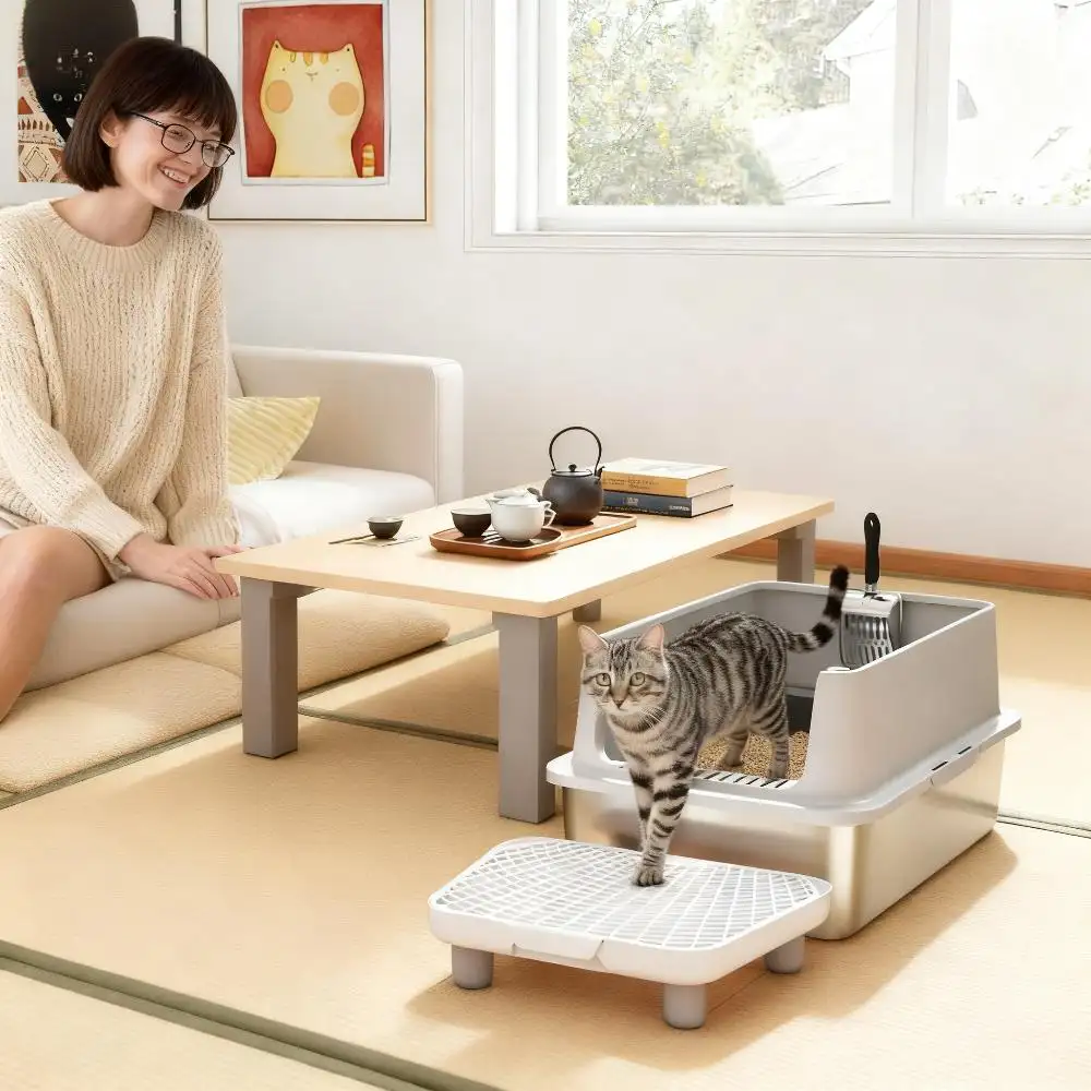 Cat Litter Box, Stainless Steel Scoop