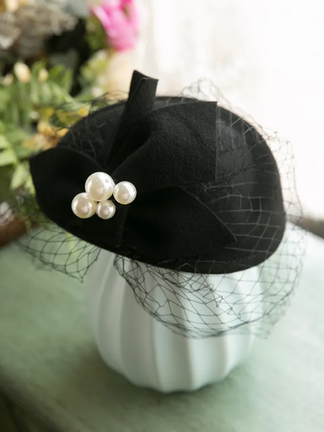French Elegant British Vintage Mesh Beret Black - Shop at LoveMi