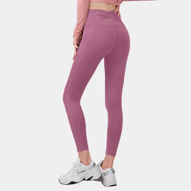 Fitness Yoga Pants Tummy Control Leggings For Women Bean Paste Pink - Shop at LoveMi