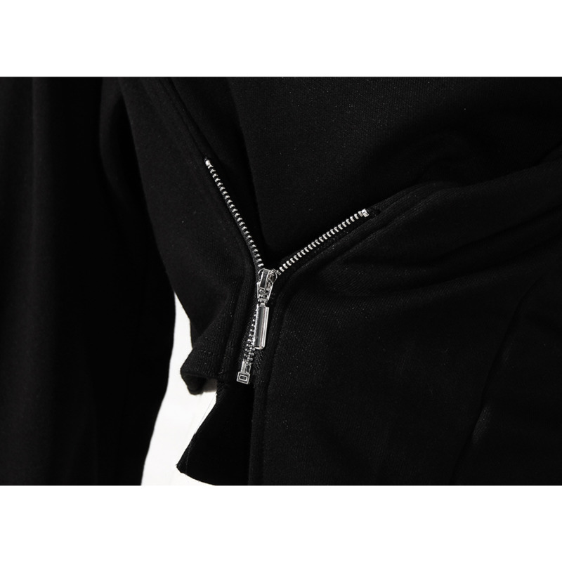 Women's Diagonal Zipper Turtleneck Short Top