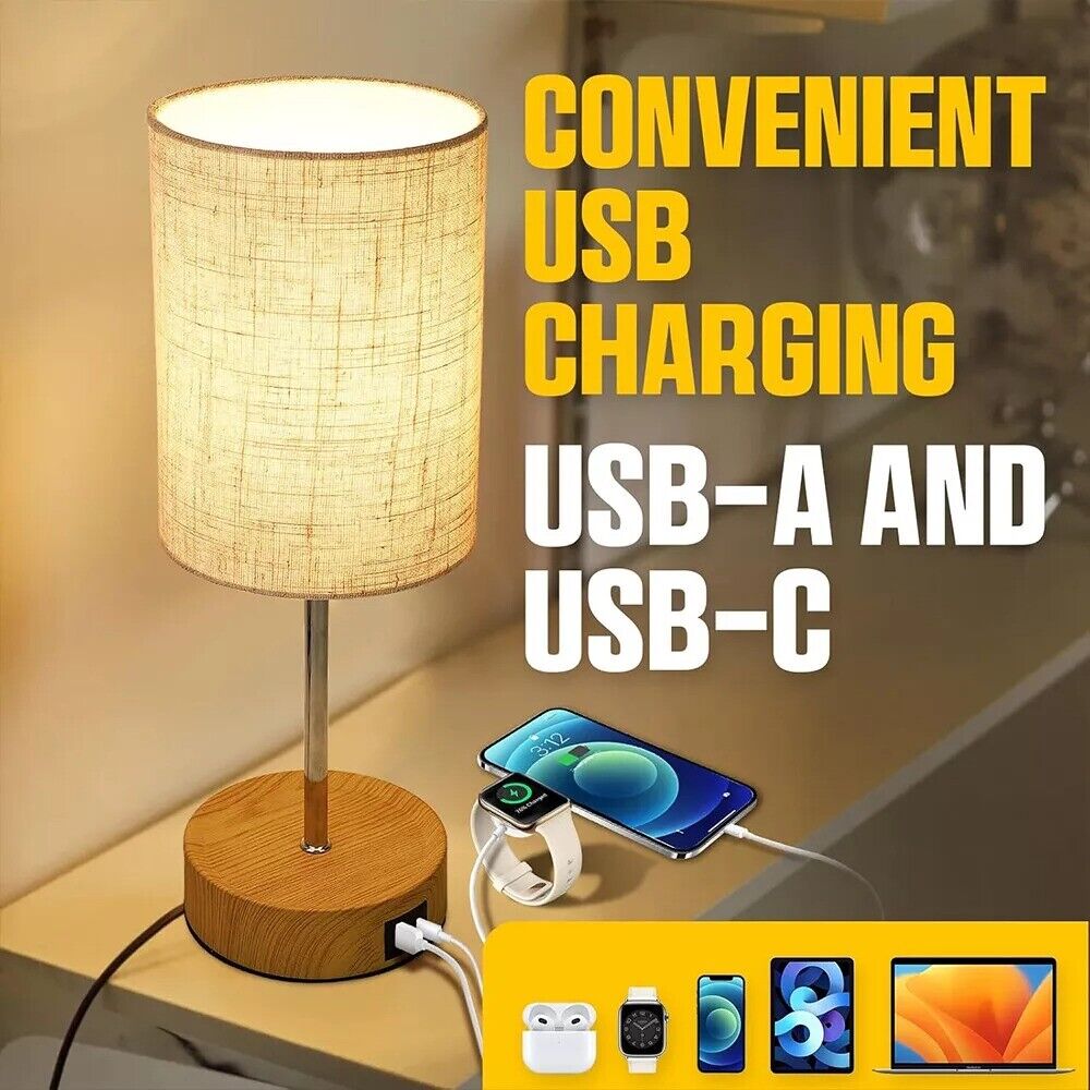 Touch Control Bedside Lamps, 3-Way Dimmable Table Lamp With USB Charging Ports — image 7