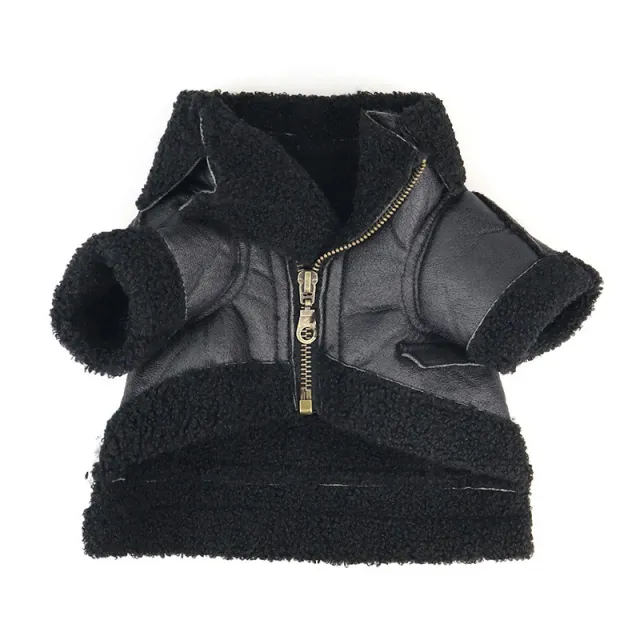 Punk Leather Sweater Dog Autumn And Winter Clothes Black - Shop at LoveMi