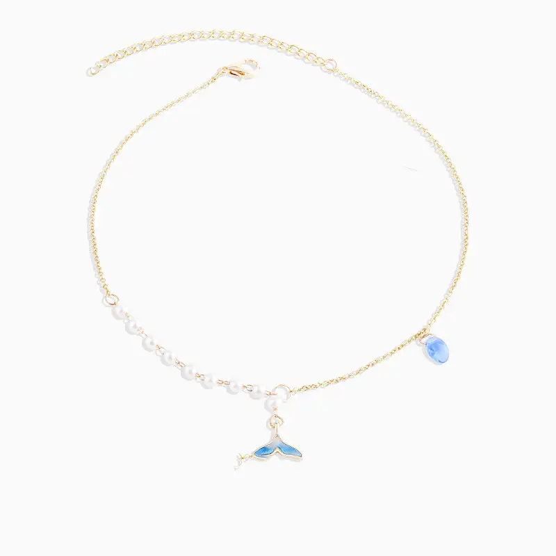 Original Blue Sea Legend Mermaid Princess Ins Simple Pearl Clavicle Chain