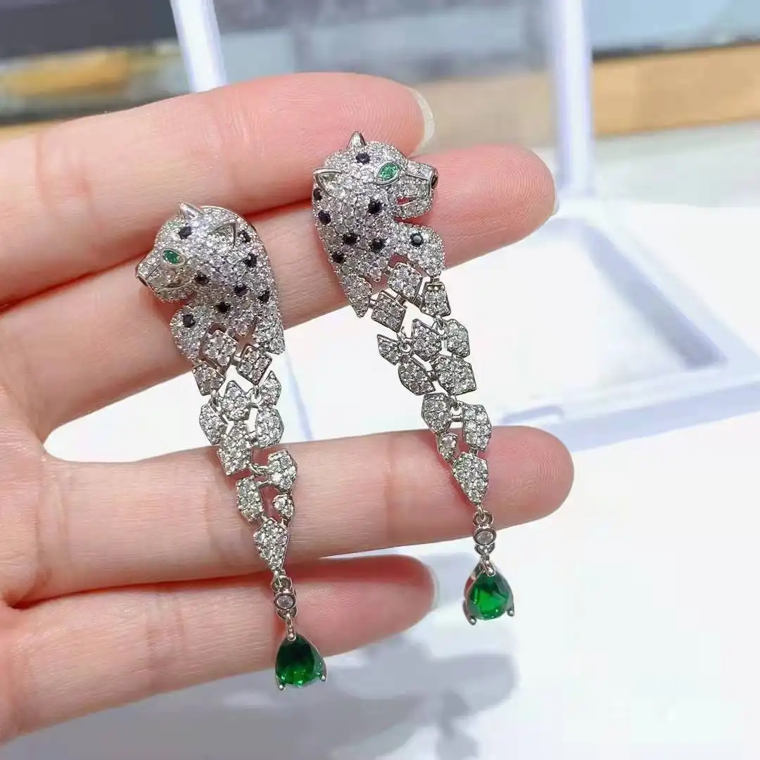 Vintage Green Gem Earrings With Diamonds