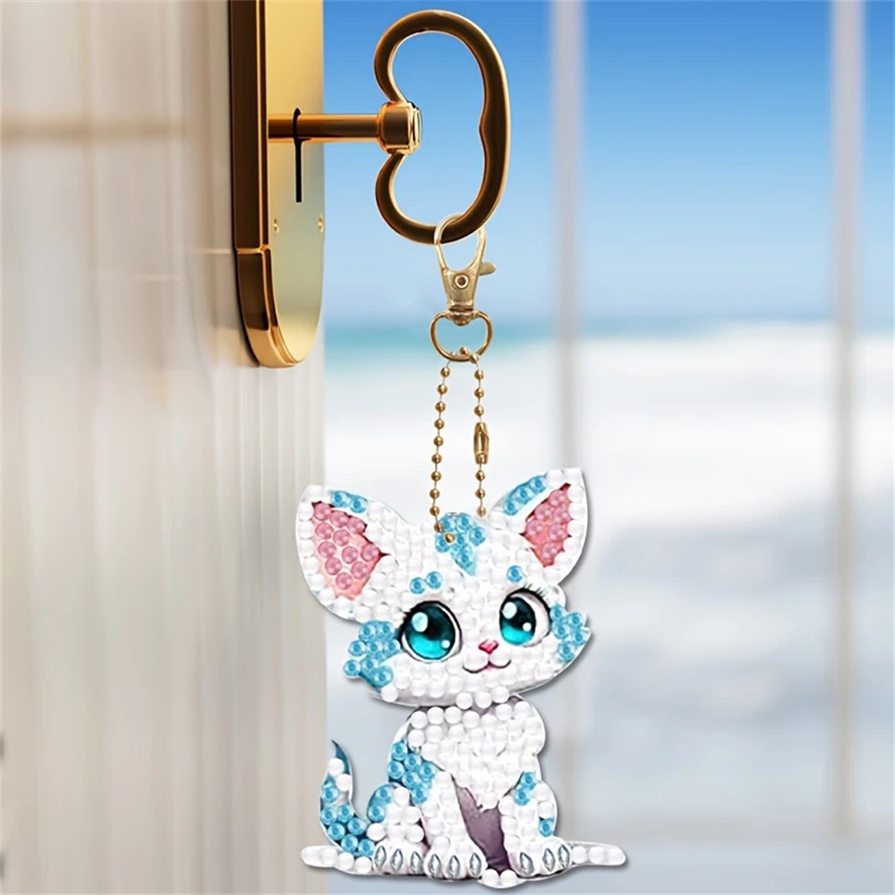 DIY Diamond Painting Keychain - Animal Pattern, DIY Decor, Diamond Painting Kit Craft Supplies, Handmade Mosaic Painting Keychain DIY Set For Beginners, Creative Handcrafted Gift Kit 4