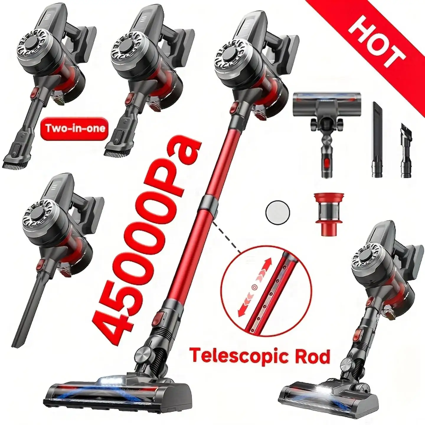 8-in-1 Light Green Cordless Vacuum Cleaner. Powerful