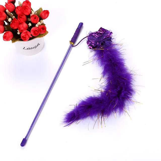 Purple Cat Teasing Stick Toy Interactive Stick Sparkly Feather Boa With Crinkle Ball Tease Cat Rod Funny Cute Pet Supplies For Cat Training Indoor ... - Shop at LoveMi