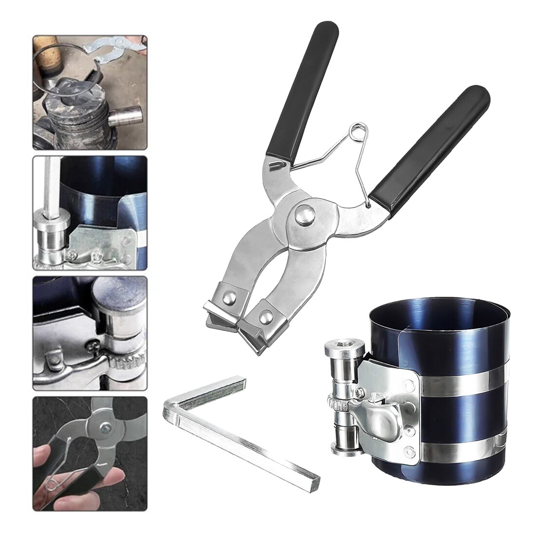 Quick Release Engine Piston Ring Compressor Tool Ratchet Type Clamp 53 - 175mm — image 10