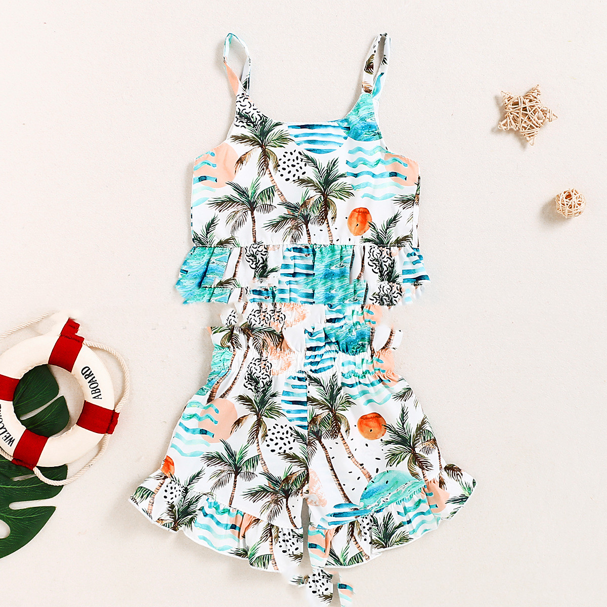 Girls' Coconut Tree Sling And Skirt Set
