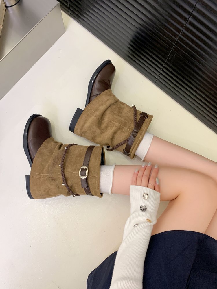 Faux Suede Slouchy Ankle Boots