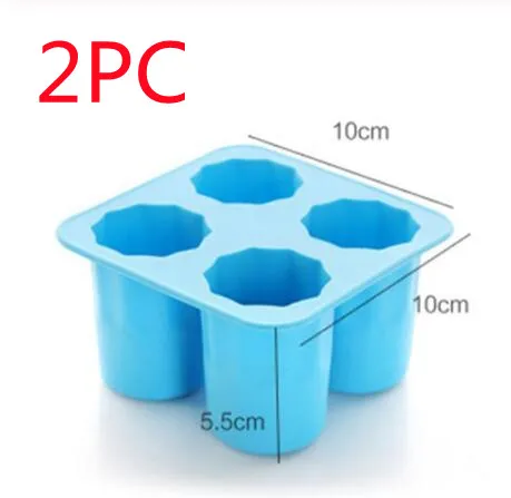 Silicone Ice Maker Mould Bar Party Drink Ice Tray Cool Shape Ice Cube Freeze Mold 4-Cup Ice Mold Cup - Blue 2Pc