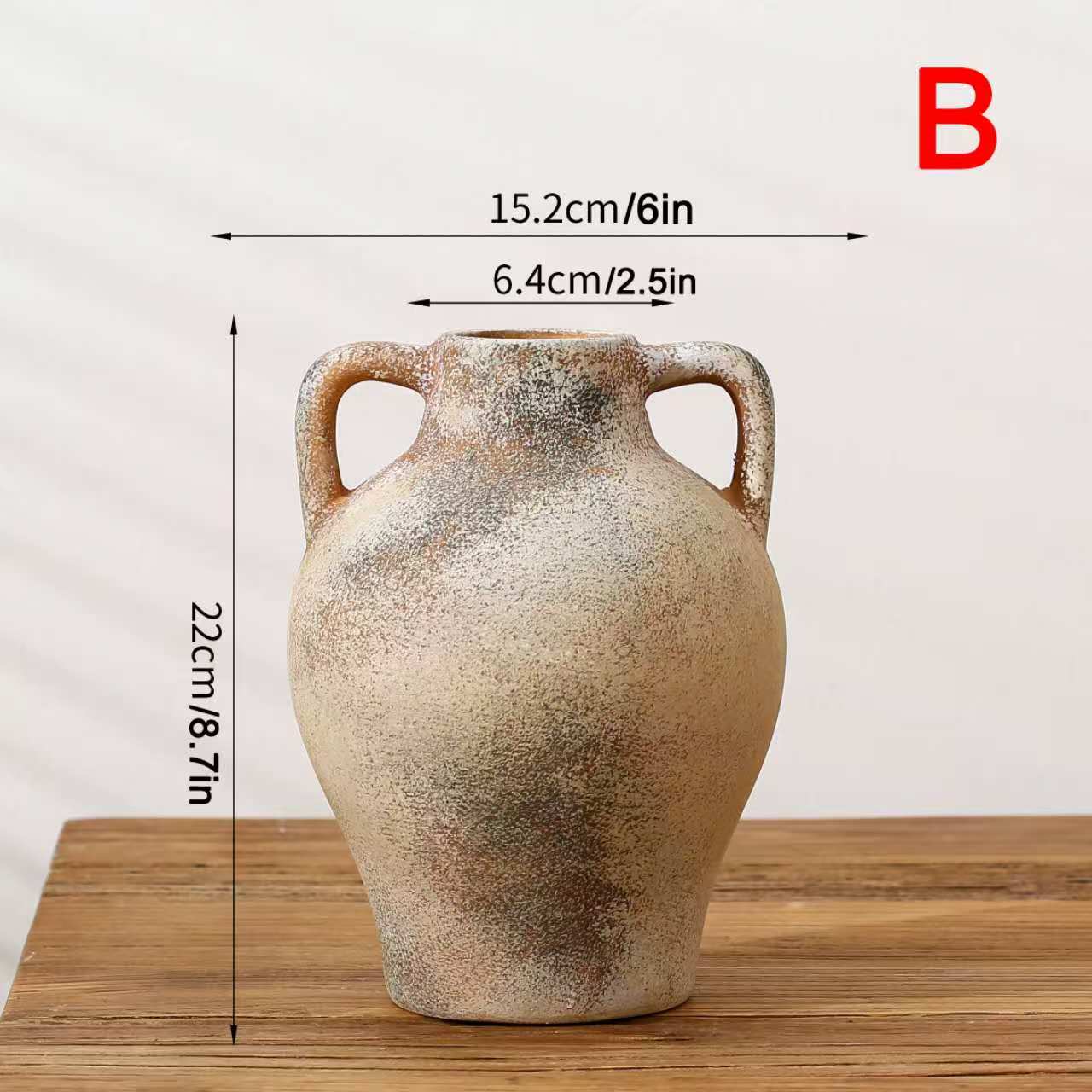 Vintage Ceramic Flower Vase With Handle, Decorative Bottle For Home Decoration, Indoor Ornament And Floral Arrangement Prop