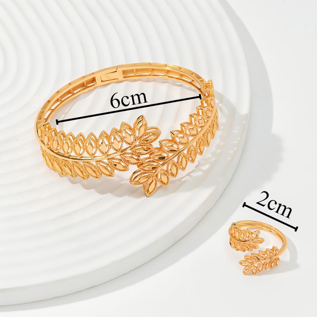 2cpsVintage Wheat Ear Leaf Gold Bracelet With An Open Ring, Worn By Women In Dubai, Africa For Daily Festivals, Wedding Accessories — foto 2