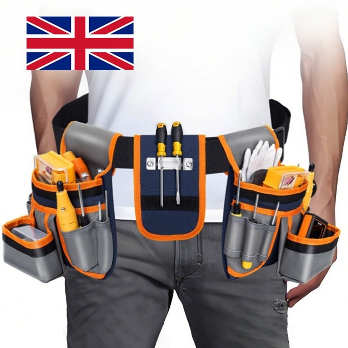 Double Tool Belt Pouch 12 Pocket Heavy Duty Joiners Carpenter Builders Nails UK — image 11