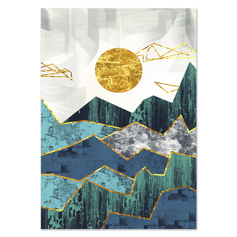 Title 1, Nordic Abstract Geometric Mountain Landscape Wa...