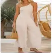 European And American Ladies Suspender Waist Straight Sleeveless Jumpsuit