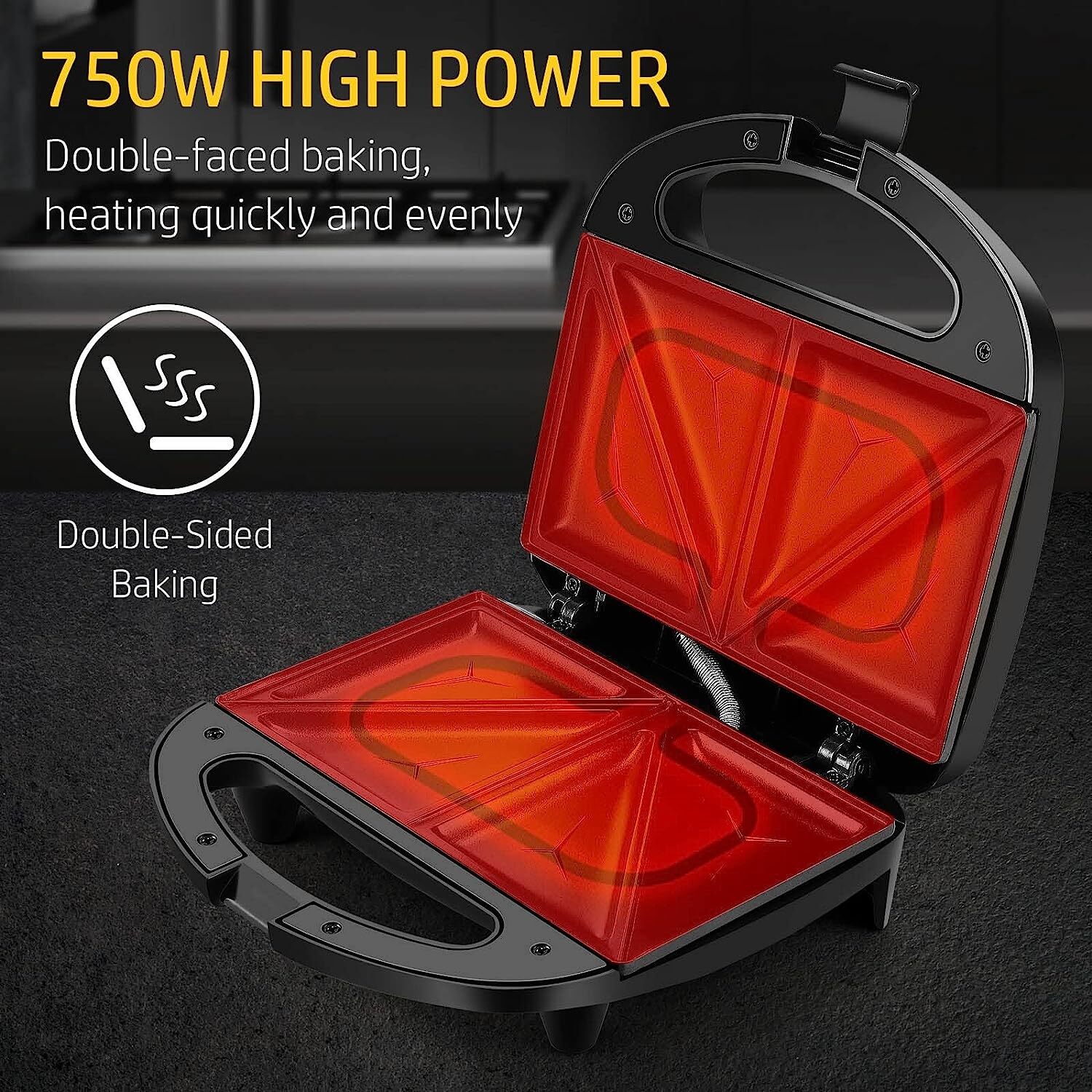 Toastie Maker 2 Slice Sandwich Toaster Non-Stick Machine Easy Clean 750W New — image 10