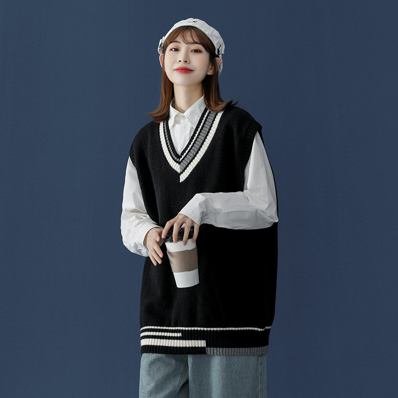 Title 1, Vest Vest Knitted All-match Thin Gray Outer Jap...