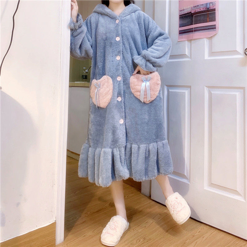 Title 2, Cute Plus Velvet Padded Nightgown That Can Be W...