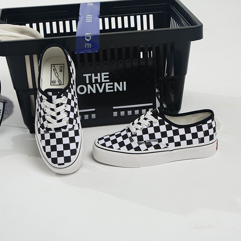 Classic Canvas Women's Checkerboard Couple Retro Student Low-top Casual Shoes