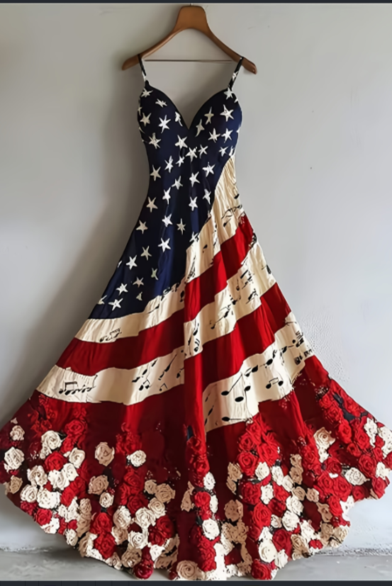 Retro Contrasting Three-dimensional Floral Suspender Skirt