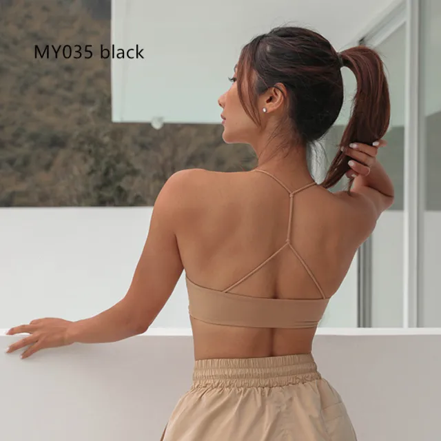 Summer Yoga Tube Top Shoulders Gathered Sports Underwear My035 Black - Shop at LoveMi