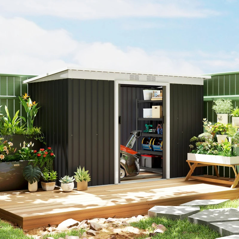 Metal Outdoor Storage Shed, Tool House With Double Lockable Doors For Backyard, Patio, Lawn, Garage, Dark Gray,Please Note The Dimensions And Weight In The Package Details Before Shipping.