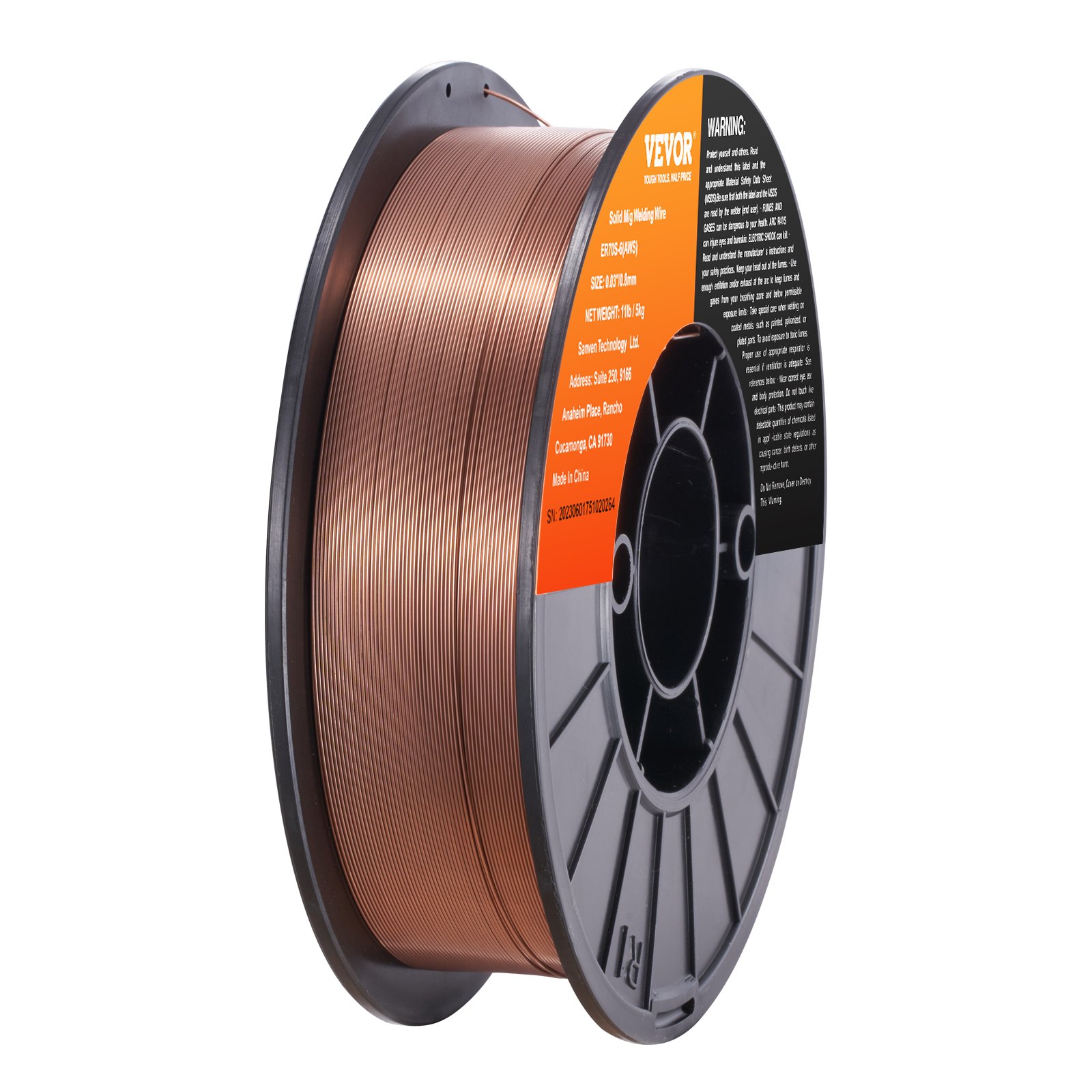 VEVOR Solid MIG Welding Wire ER70S-6 0.03-inch 11LBS Mild Steel MIG Welding Wire