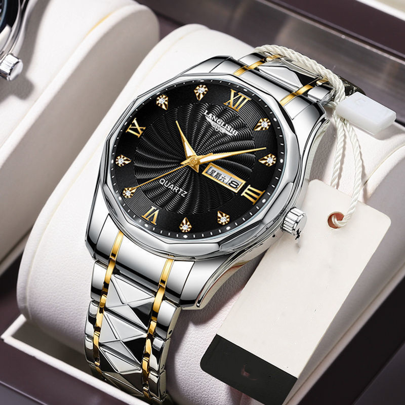 New Trendy Men's Watch Male Waterproof Tungsten Steel High-grade