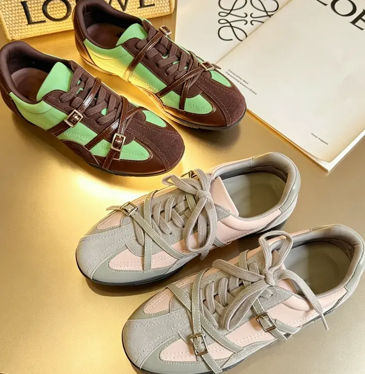 2026 New Retro German Trainers For Women, Genuine Leather Breathable Versatile Flat Sports Casual Shoes, Korean Style Ladies Flats