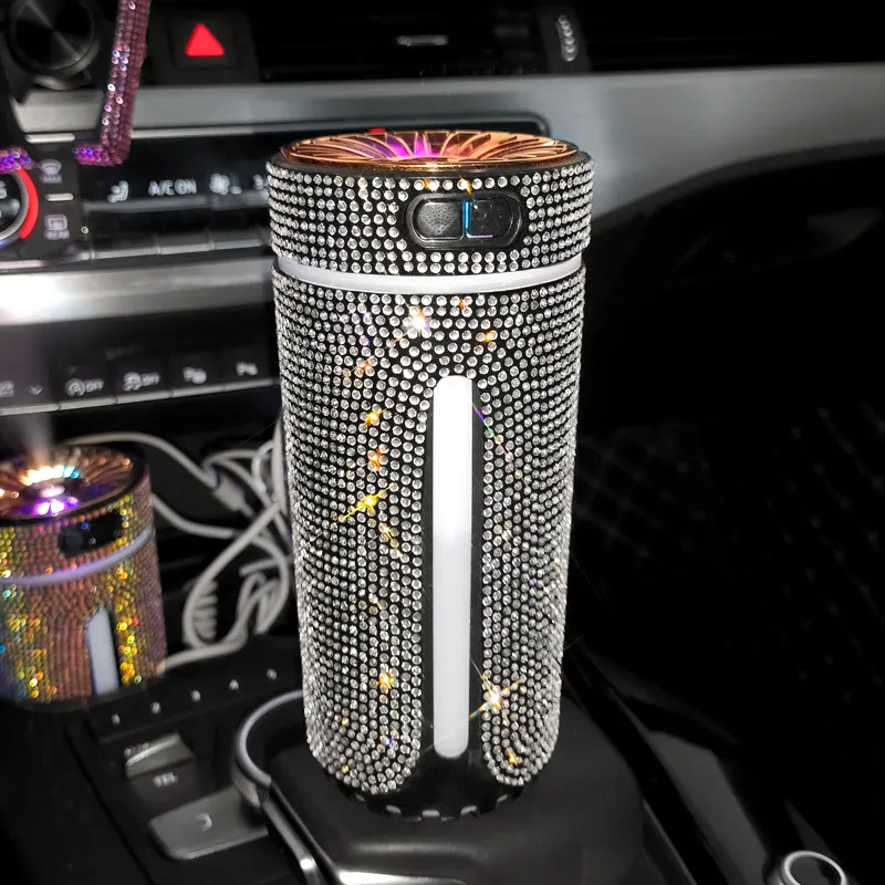Luxury Diamond Car Humidifier LED Light Car Diffuser Auto Air Purifier Aromatherapy Diffuser Air Freshener Car Accessories For Woman – image 10