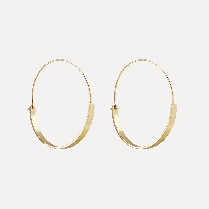 Large Round Circle Ear Earring Metal Copper Earring