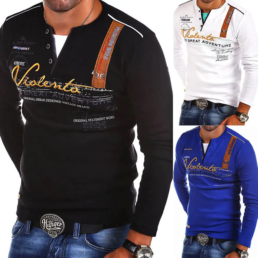 Men's Fashion Casual Digital Long-sleeved T-shirt