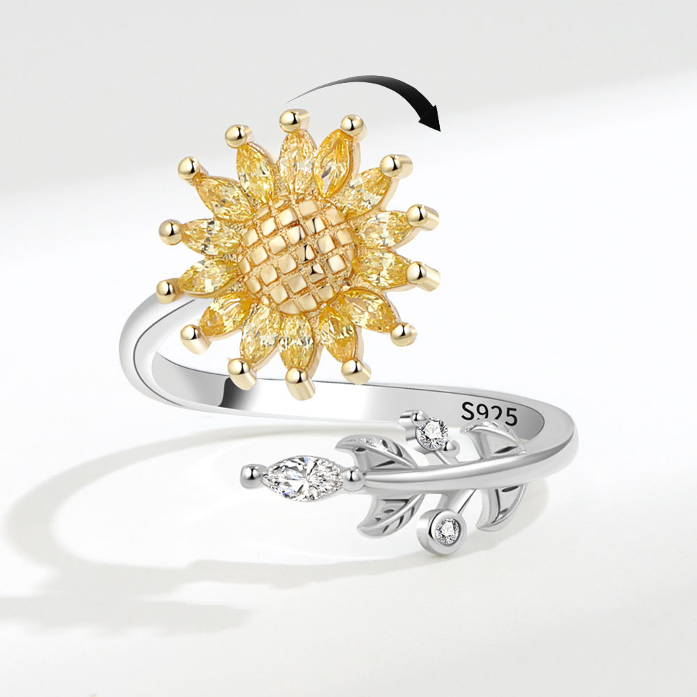 Micro-inlaid Full Diamond Full Zirconium Sunflower Finger Female