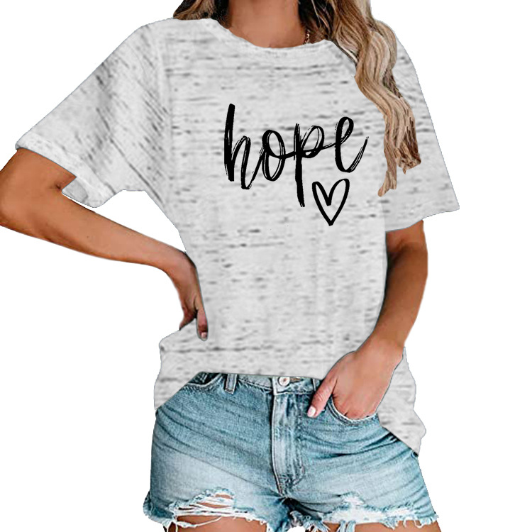 Title 25, Womens HOPE Love Print Loose T-shirt offers ef...