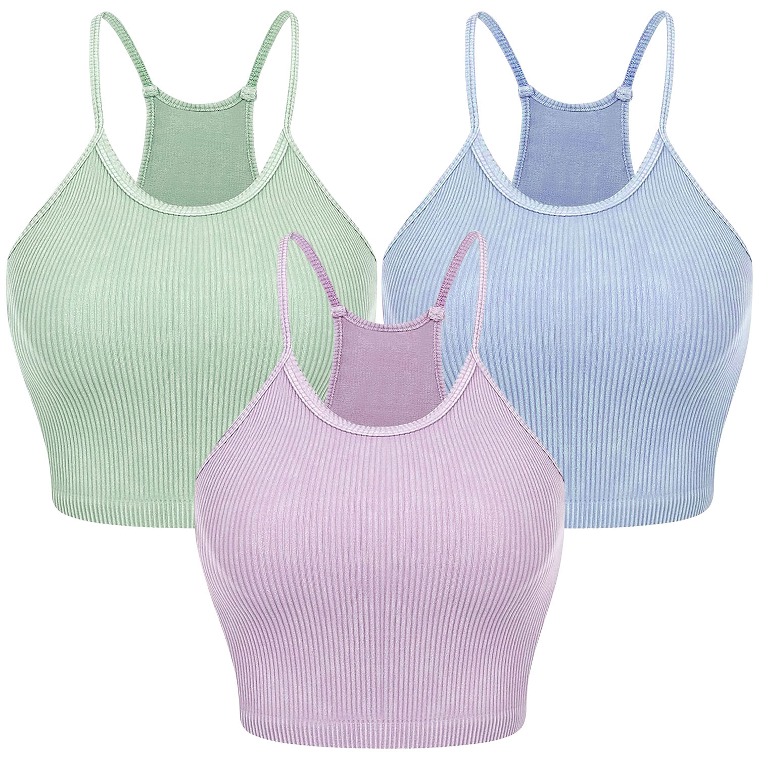 3 Pack Women Crop Basic Tank Top Ribbed Knit Sleeveless Round Neck 9 Color Machine Wash Summer Crop S To XL - Image 3