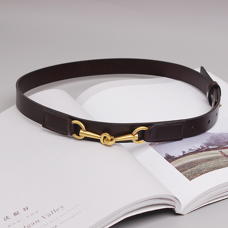 Title 9, Fashion Simple Female Cowhide Horsebit Belt