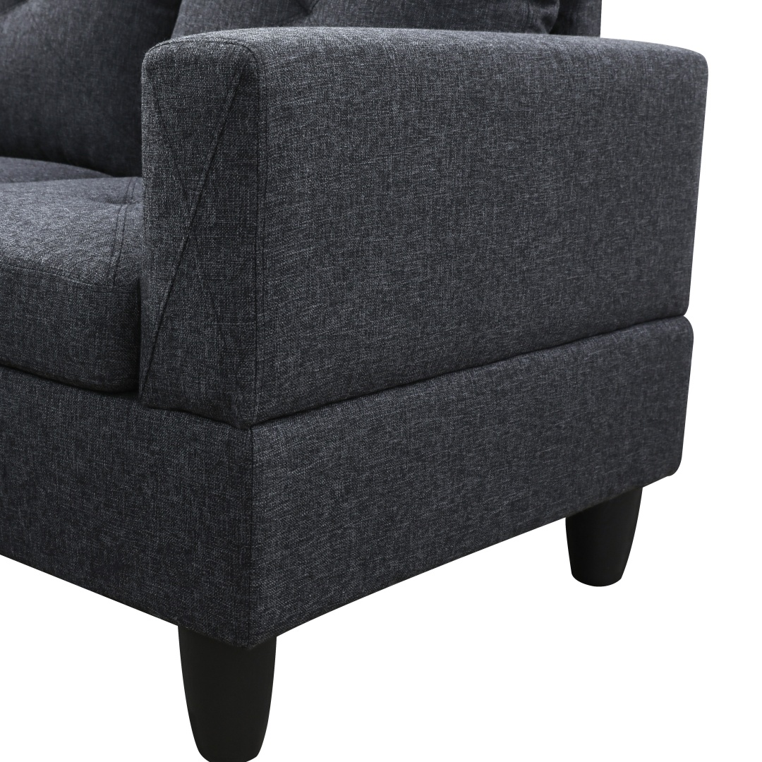 Pickup Only--Black Grey Linen Living Room Sofa Set