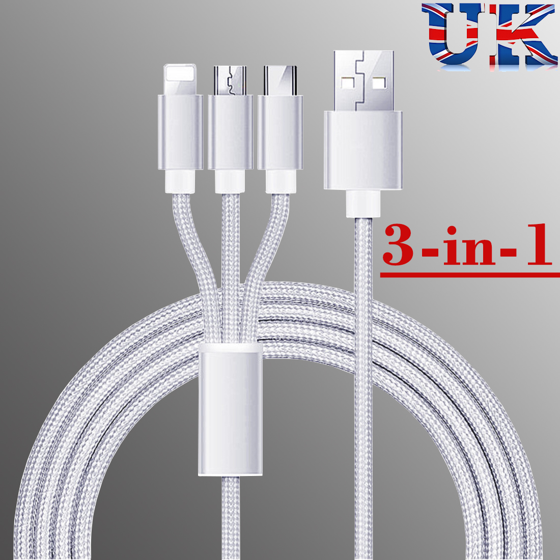 Cable USB 3 en 1 Multicabezal para Carga de Dispositivos - imagen 1