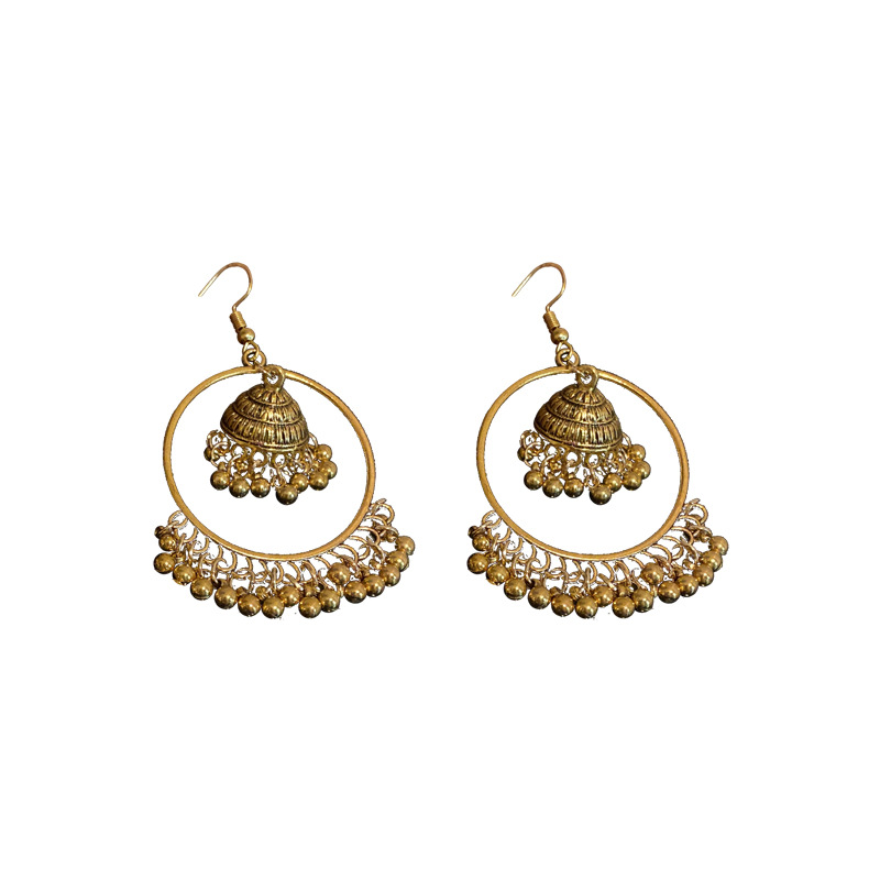 European And American Retro Tassel Geometric Earrings Long Hollow