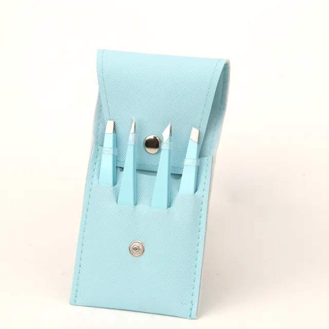 Stainless Steel Clip False Eyelashes Brush Eyebrow Trimming Set Blue - Shop at LoveMi