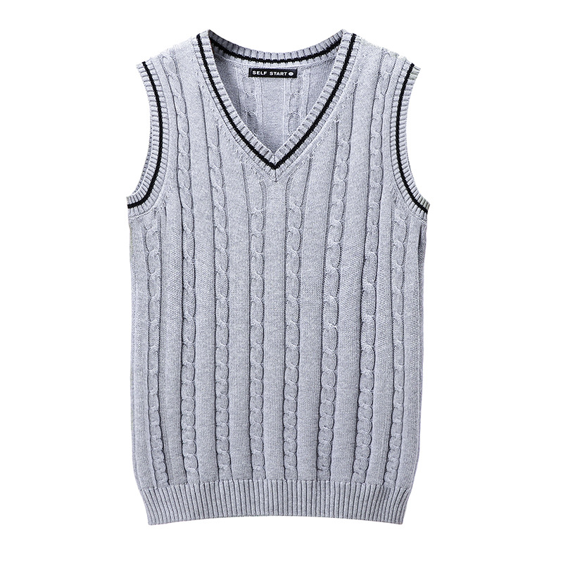  Korean Version Of Men's Slim Cotton Sleeveless Contrast Color V-neck Vest Twisted Flower